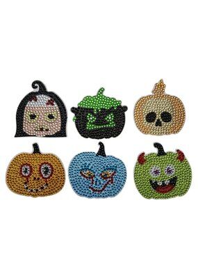 Halloween Pumpkin Diamond Art Magnets Scary Colorful Magnets Completed Set